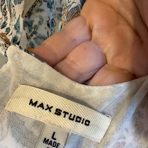 Max Studio Sleeveless Top w/Fun Tropical Palm Tree Design  LARGE    #Y - Picture 11 of 11